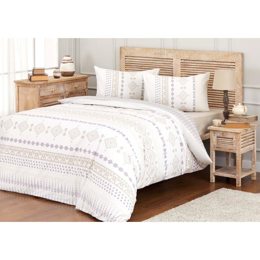 Lenjerie pat Azteca, 100% bumbac, 2 persoane, 200x220 / 50x70