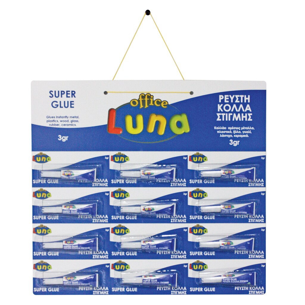 Set lipici Super Glue 3 g, Luna, 12 bucati