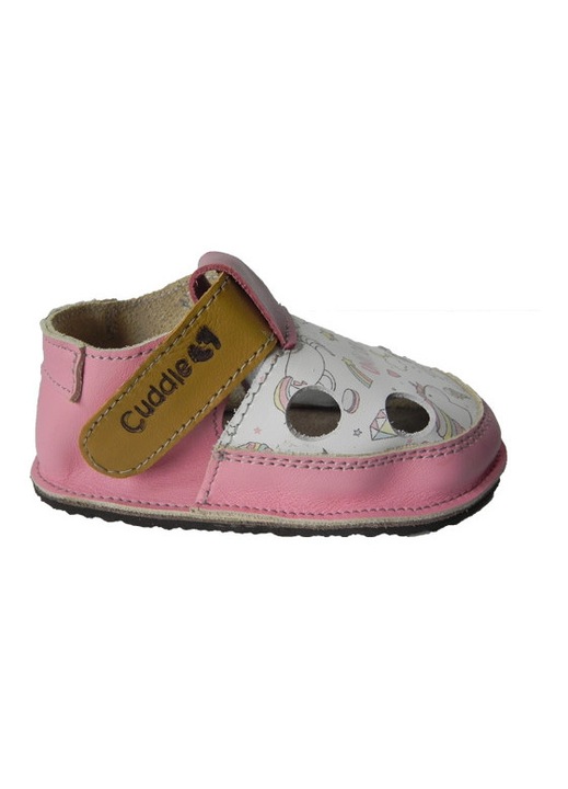 Sandale copii, Cuddle Shoes Unicorn, Roz, Piele naturala