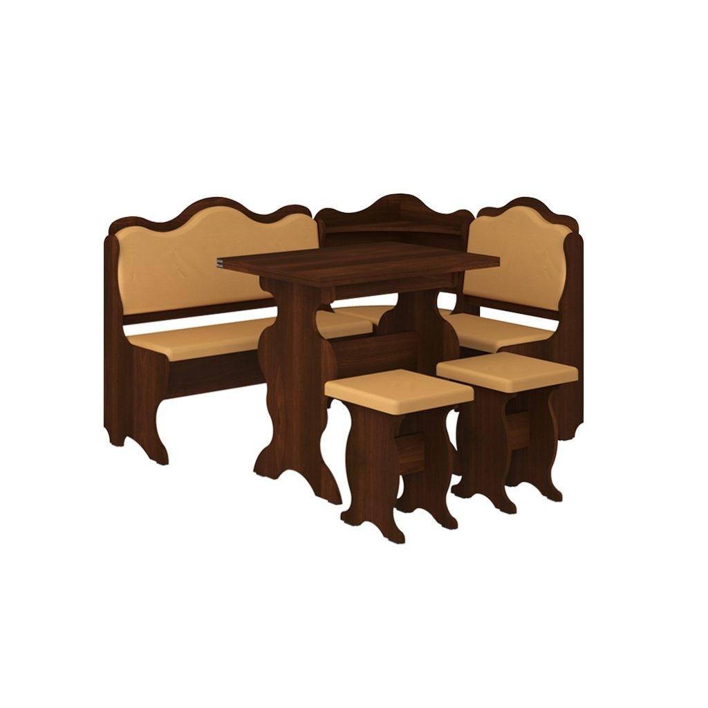 Coltar bucatarie Cornet cu masa si doua scaune bej/wenge