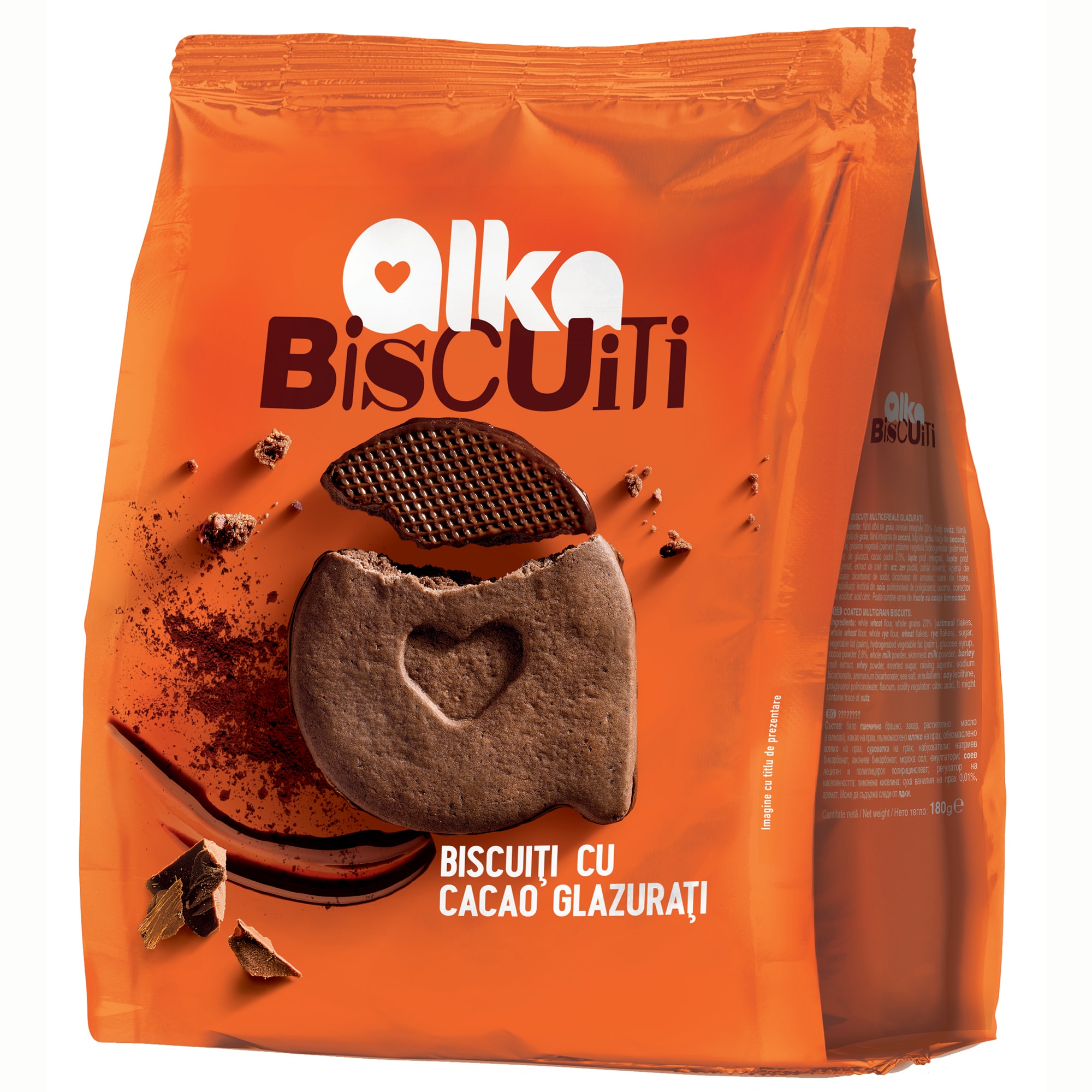 Biscuiti Alka cacao glazurati 180g