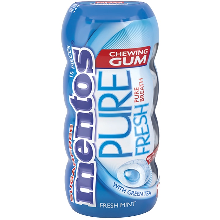 Mentos Pure Fresh Mint 30g, Guma de mestecat cu aroma de menta, cu interior lichid
