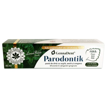 Pasta de dinti, Parodontik, cu argila, zeolit si oregano, 80 ml Pasta de dinti, Parodontik, cu argila, zeolit si oregano, 80 ml
