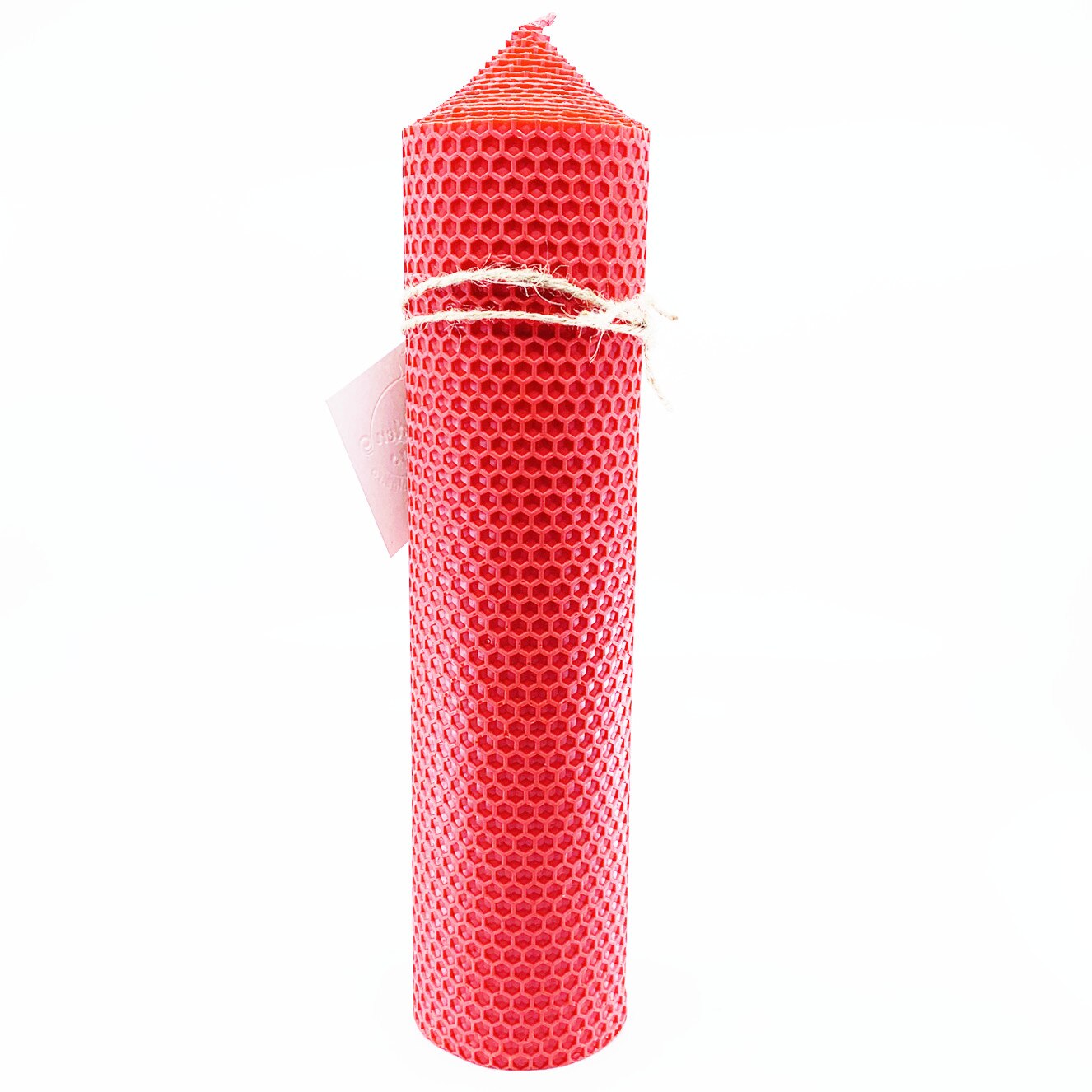 Lumanare naturala din ceara de albine H27xD7 rosu