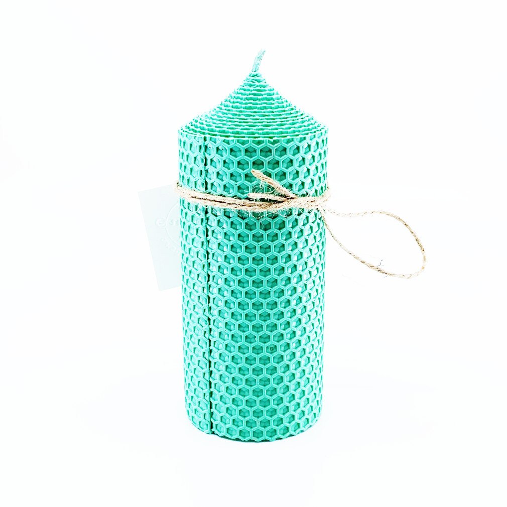 Lumanare naturala din ceara de albine H15xD7 verde