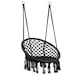 Scaun rotund tip leagan suspendat pentru casa sau gradina, cu franjuri, 150 kg, negru