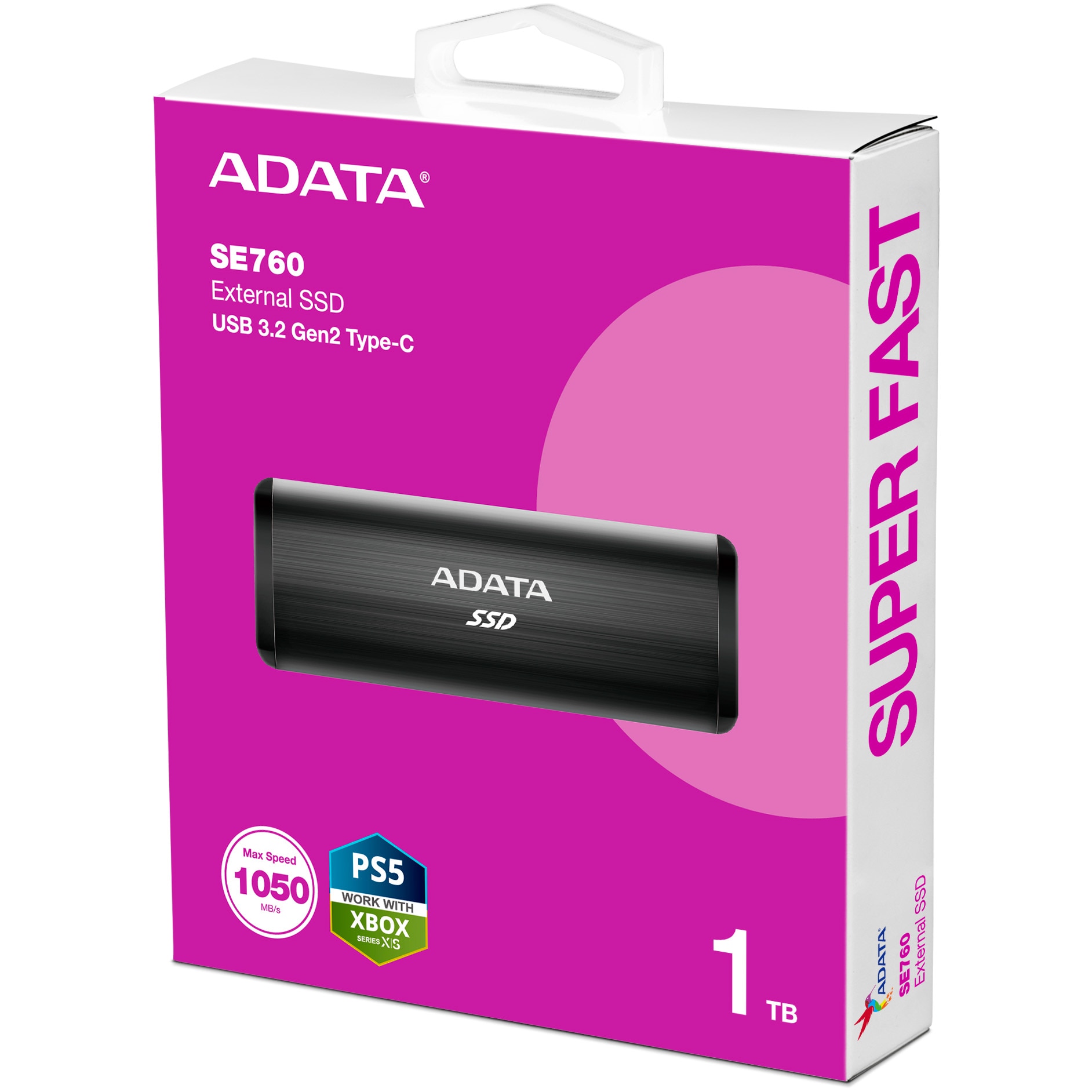 SSD extern ADATA SE760 metal, 1TB Type-C, up to 1000MB/s, multiplatform, cable Type-C-C, cable Type-C-A, Negru - eMAG.ro SSD extern ADATA SE760 metal, 1TB Type-C, up to 1000MB/s, multiplatform, cable Type-C-C, cable Type-C-A, Negru - eMAG.ro