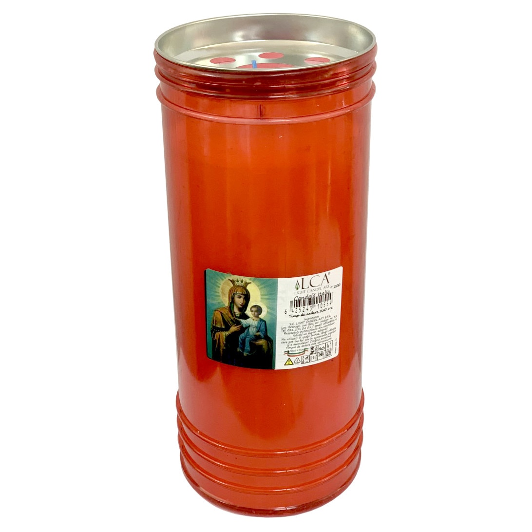 Candela cu capac anti-vant T200 - Rosu