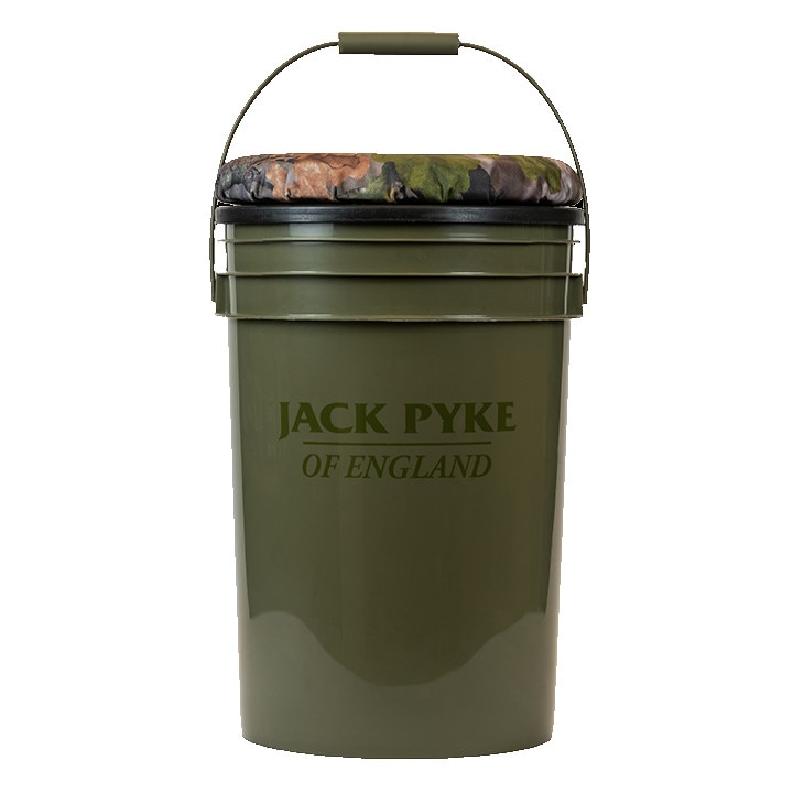 Galeata multifunctionala Jack Pyke cu rol de scaun, 24 l, verde, perna camuflaj