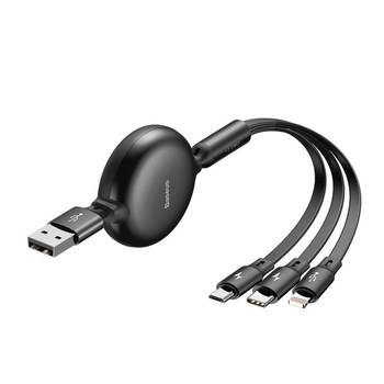 Cablu Baseus Little Octopus 3 in 1 USB la MicroUSB, Lightning si Type-C, Negru Cablu Baseus Little Octopus 3 in 1 USB la MicroUSB, Lightning si Type-C, Negru