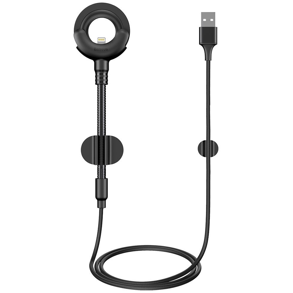 Cablu Baseus O-type USB la Lightning, functie Suport Auto, prindere cu adeziv, Black