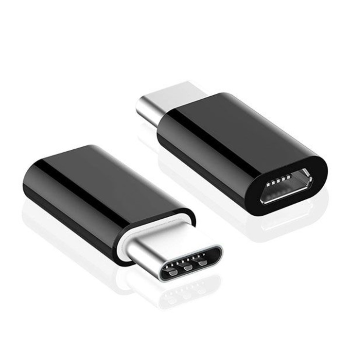 Adaptor incarcare & date OEM, MicroUSB (mama) - USB-C (tata), Negru