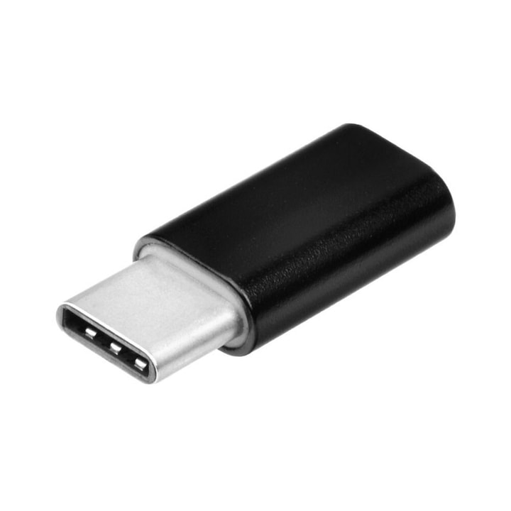Adapter, átalakító, OTG, Micro usb -> Type-C, fekete