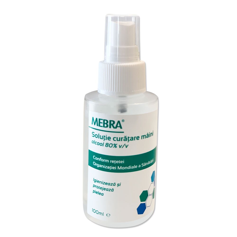 Igienizant maini, contine alcool 80%, peroxid de hidrogen, glicerina si apa, 100ml, cu pompita