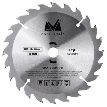 Disc Ferastrau Circular ONE EPTO EvoTools, diametru exterior 165 mm, grosime 1.4 mm, diametru interior 16 mm, 24 dinti Disc Ferastrau Circular ONE EPTO EvoTools, diametru exterior 165 mm, grosime 1.4 mm, diametru interior 16 mm, 24 dinti