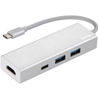 Hub multiport Hama USB Type-C, Argintiu Hub multiport Hama USB Type-C, Argintiu