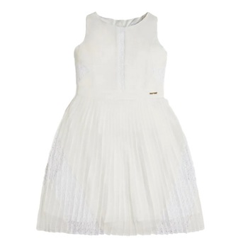 Rochie fete Guess, 12 ani, alba cu dantela si pliuri Rochie fete Guess, 12 ani, alba cu dantela si pliuri