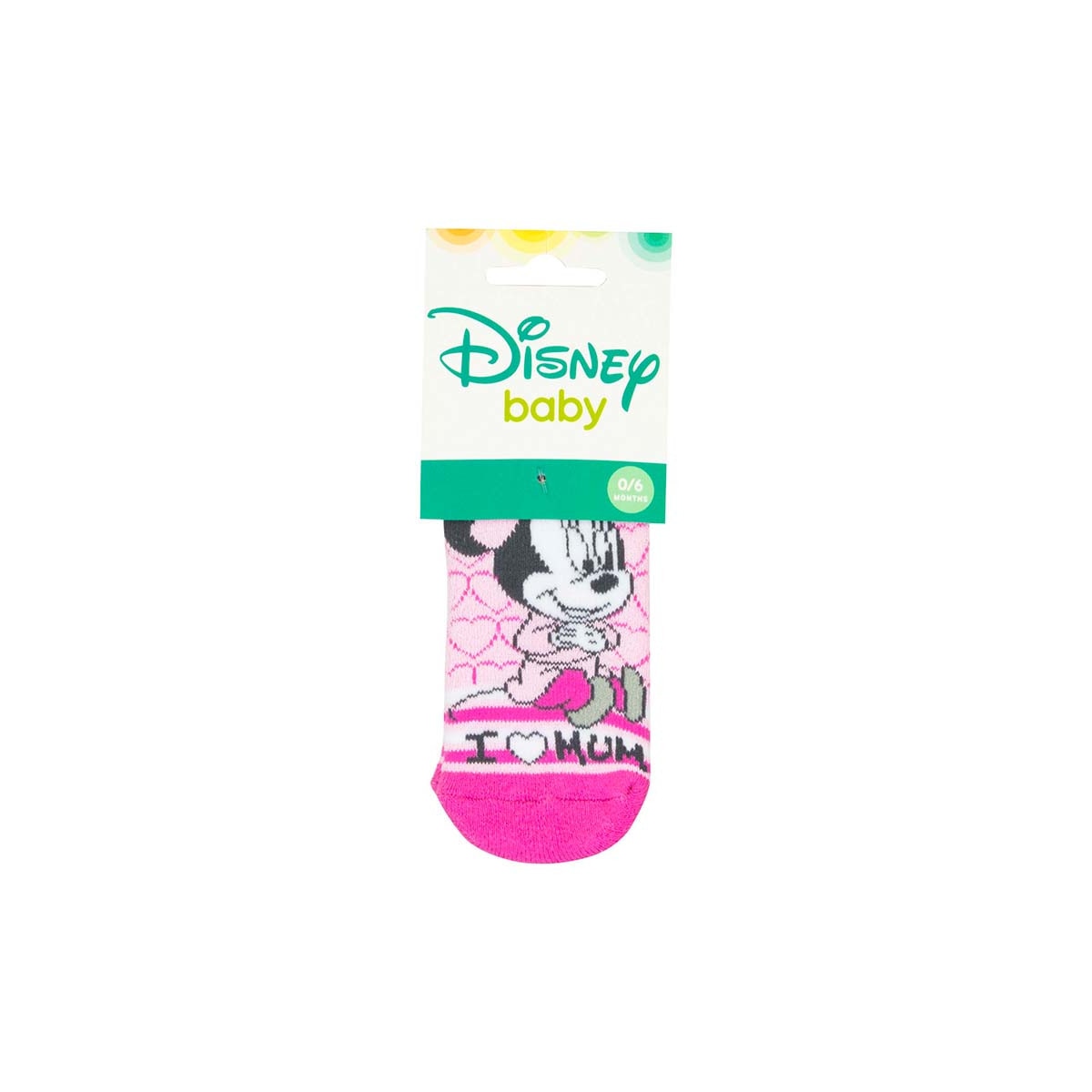 Sosete copii, I love mum Minnie Mouse, cu inimioare antiderapante