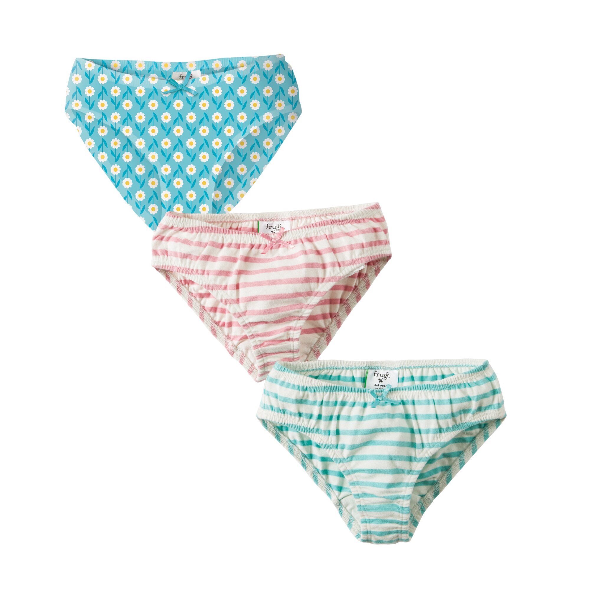 Set chilotei Phoebe cu margarete (3 perechi), bumbac organic, multicolor, fete 4-5 ani