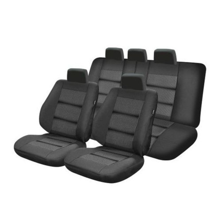 Калъфи за автомобилни седалки Hyundai Grand Santa Fe, Premium Lux, Текстил, 11 части, Черни
