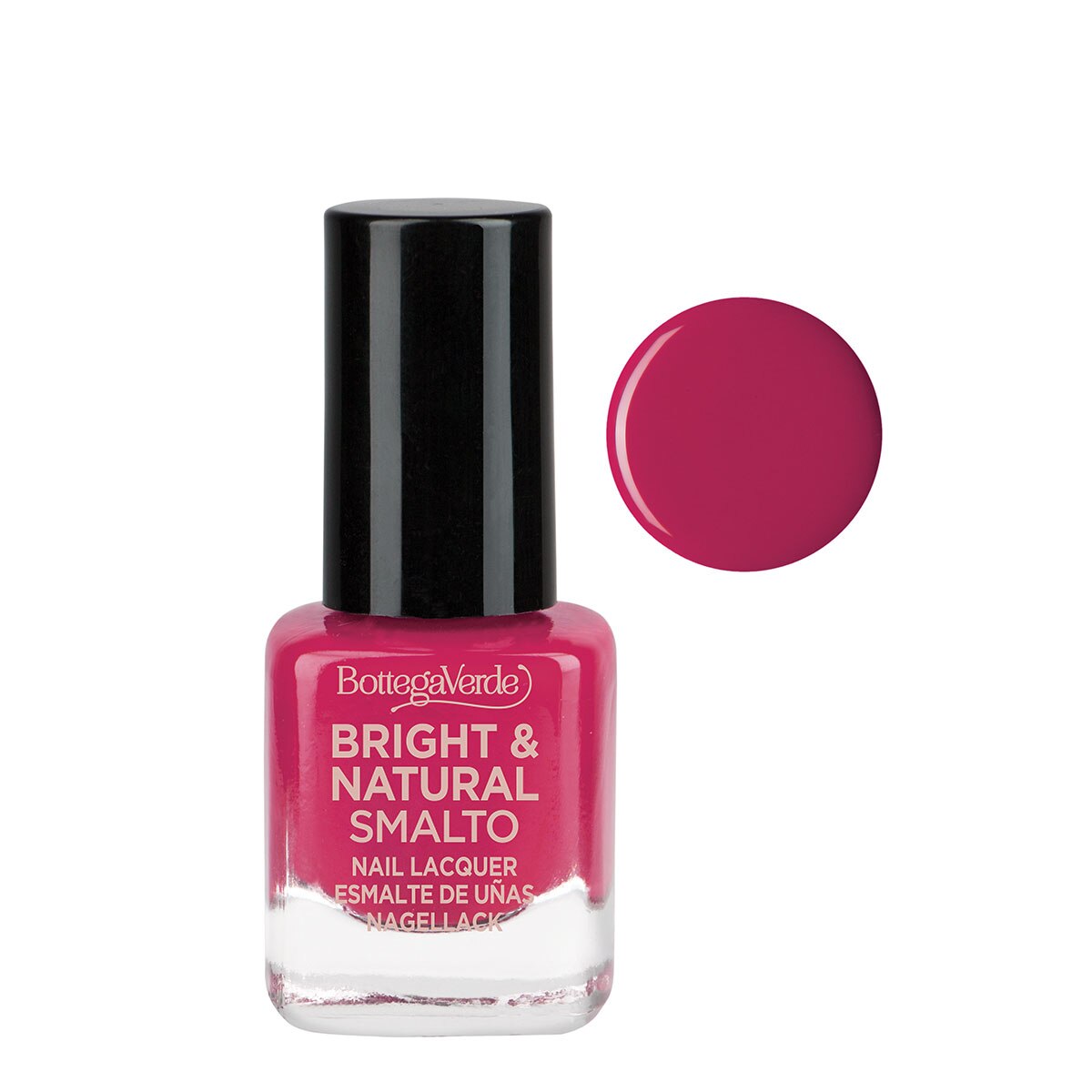 Lac de unghii cu 80% ingrediente naturale, fuchsia - Bright and Natural, 1.5 ML, Bottega Verde