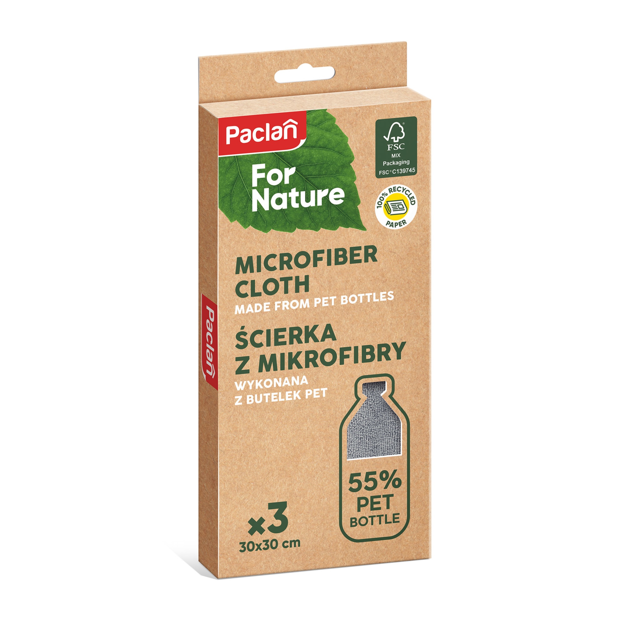 Lavete Microfibra Paclan For Nature, 3bucati/set