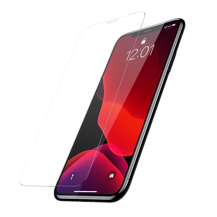 Set 2 x Folie pentru iPhone 11 / iPhone XR, Sticla Securizata si Dispozitiv Montare, Baseus, Full Screen