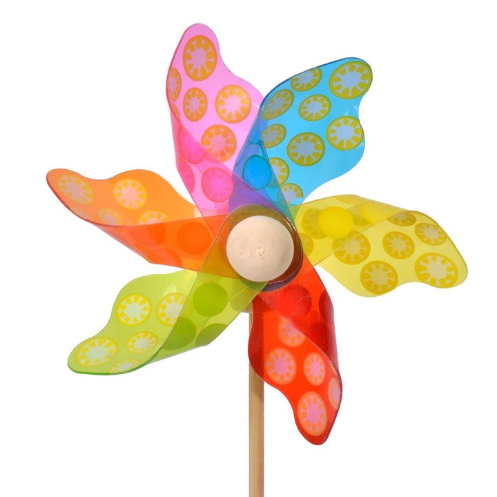 Moara de Vant, Model Mini, Inaltime 27cm, Multicolor, Material Lemn si Plastic, MYONNA IT & E- COMMERCE ®