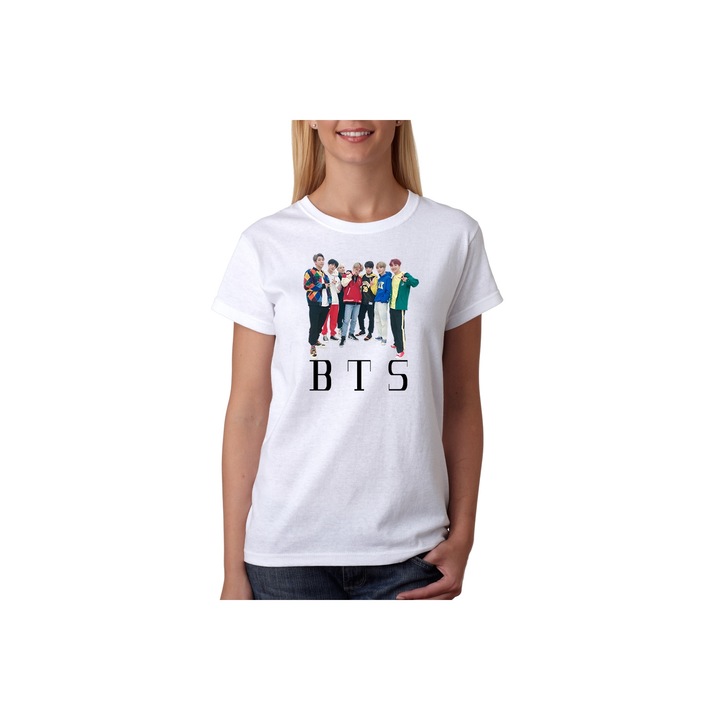 Tricou dama army bts, Bumbac, Alb, XS EU