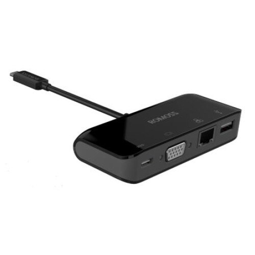 Adaptor Romoss USB Type-C to VGA/USB-C/ETH/USB-A 3.0
