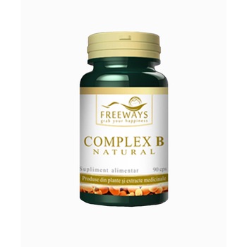 Complex B Natural, 90 capsule, Freeways, 100% natural, Combinatie de 8 vitamine Complex B Natural, 90 capsule, Freeways, 100% natural, Combinatie de 8 vitamine