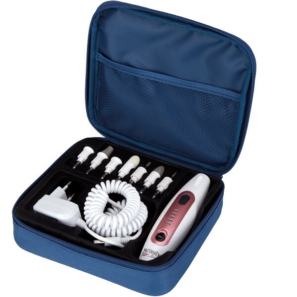 Freza unghii Jata, 13 viteze, indicator luminos, 7 accesorii, husa, alb