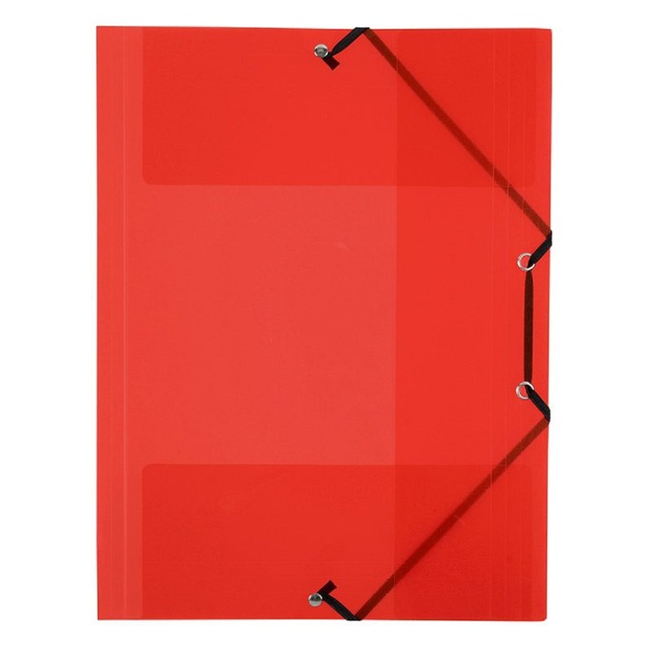Mapa plic Viquel 113383, cu 3 clape, A4 - 23 x 32 cm, inchidere cu elastic, rosu transparent