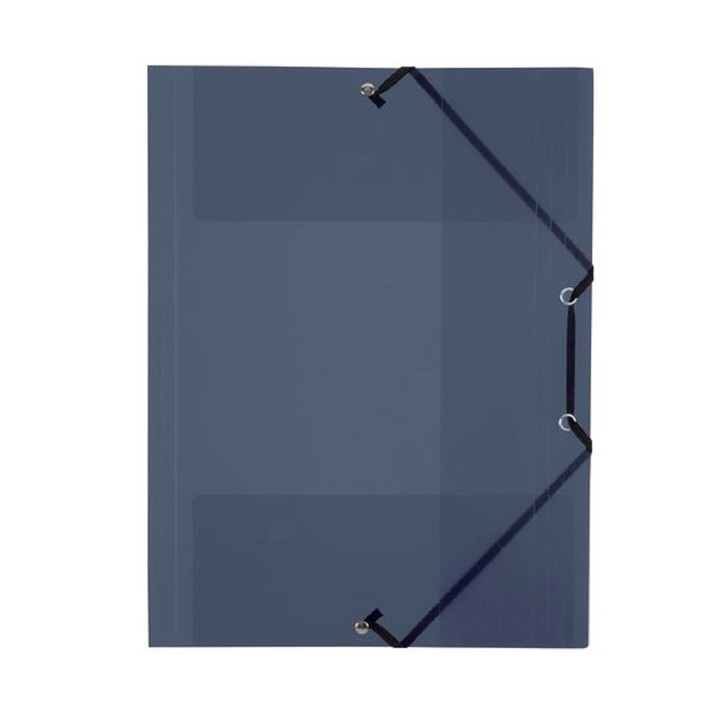 Mapa plic Viquel 113383, cu 3 clape, A4 - 23 x 32 cm, inchidere cu elastic, gri transparent