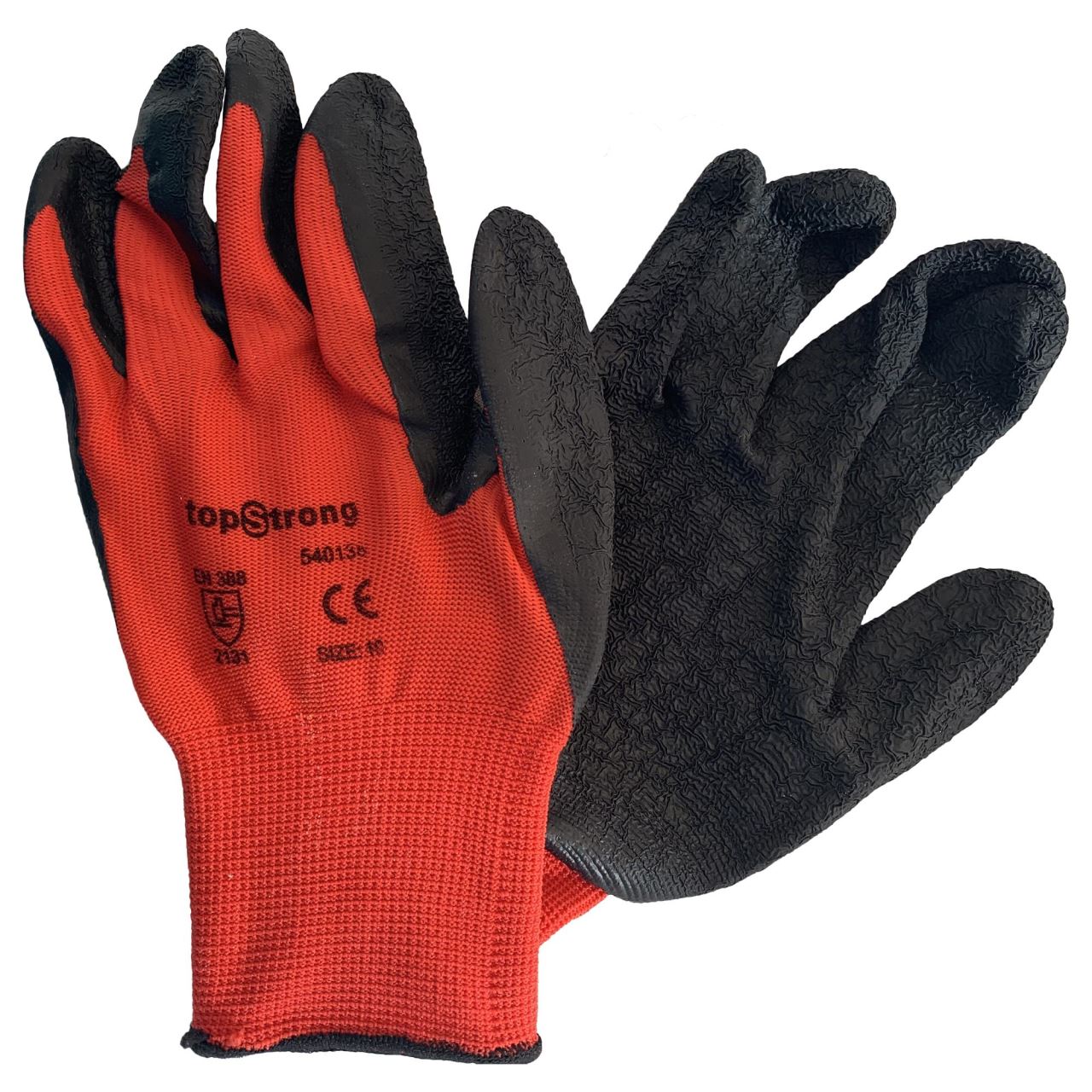 Manusi de protectie fara cusaturi Topstrong Red, cu strat de latex, marimea L