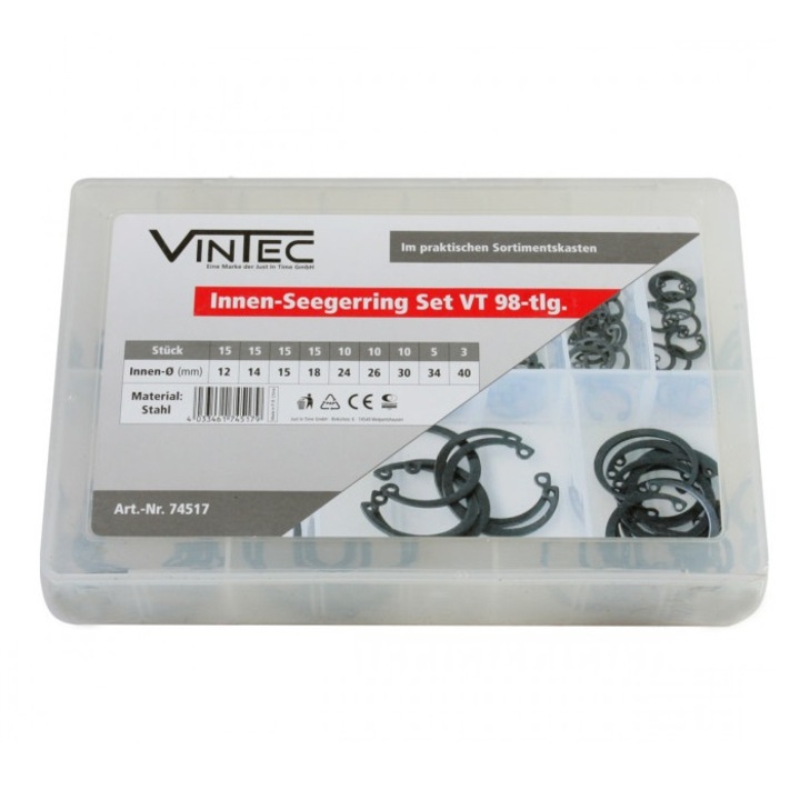 Set inele de siguranta Vintec 74517, Ø12-40, 98 de piese