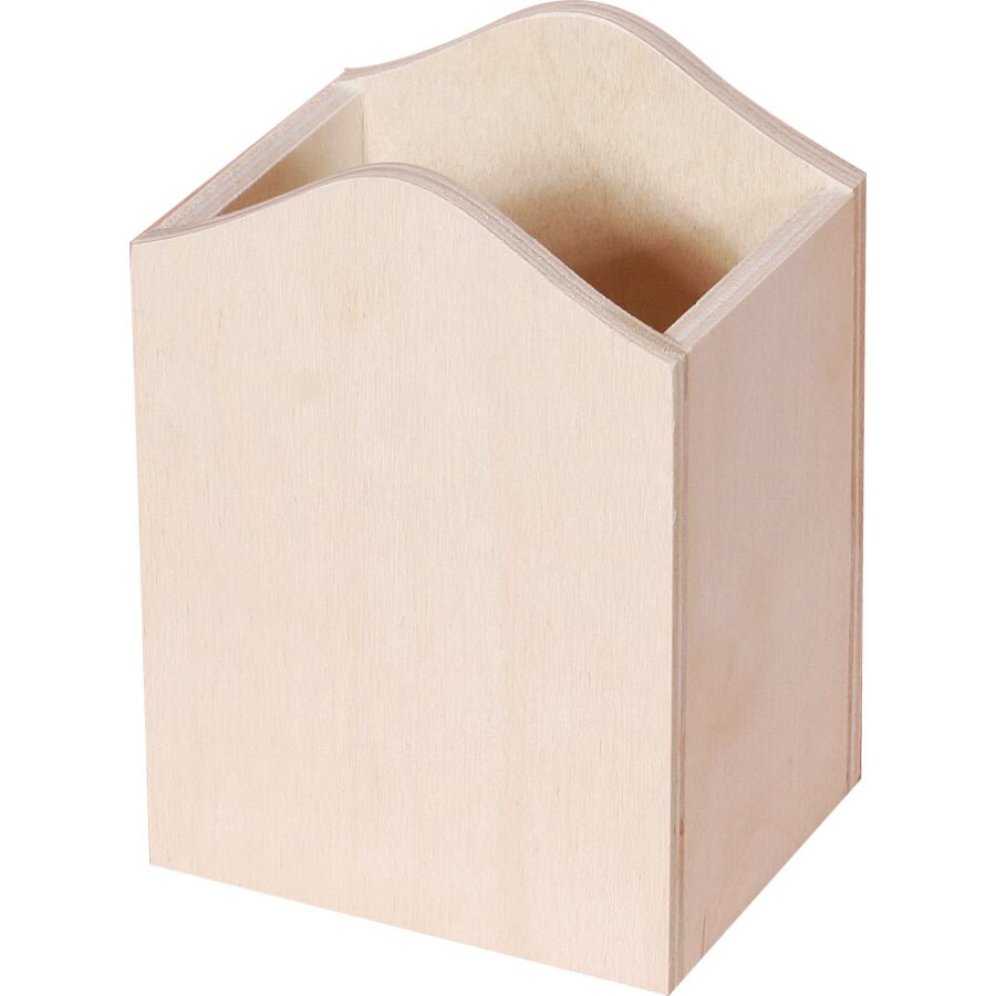 Suport instrumente de scris din lemn dreptunghiular, 11.5 x 8 x 8 cm