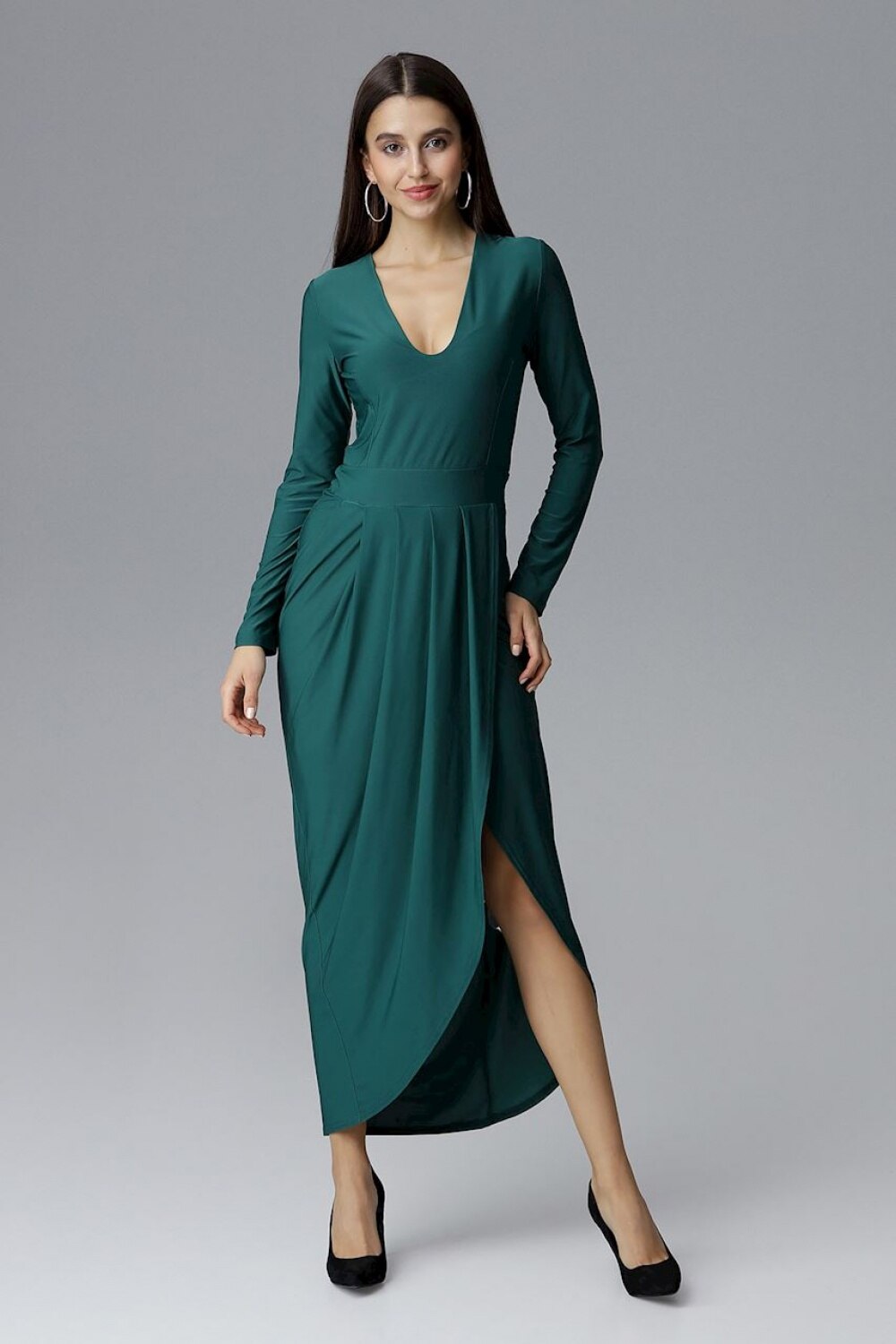 Rochie lunga model 126214 Figl, verde, L