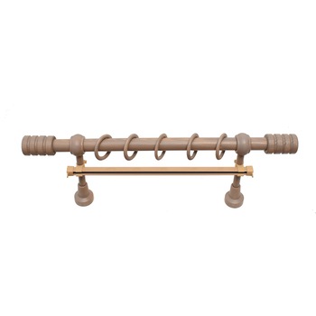 Galerie din lemn strunjit pentru perdele,Stejar Cappuccino,140 cm + Sina ''U'' 130 cm Bej , toate accesoriile incluse Galerie din lemn strunjit pentru perdele,Stejar Cappuccino,140 cm + Sina ''U'' 130 cm Bej , toate accesoriile incluse