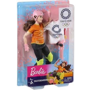 Papusa Barbie, editie de colectie jocurile olimpice Tokyo 2020, skateboard Papusa Barbie, editie de colectie jocurile olimpice Tokyo 2020, skateboard