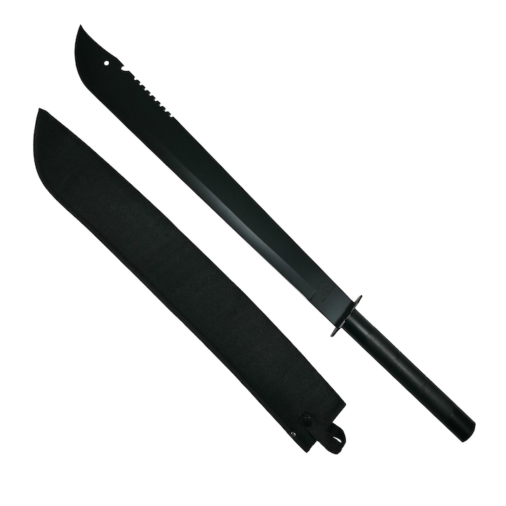 Sabie de vanatoare, Ninja Blade, maner metal, 83 cm, negru, teaca inclusa
