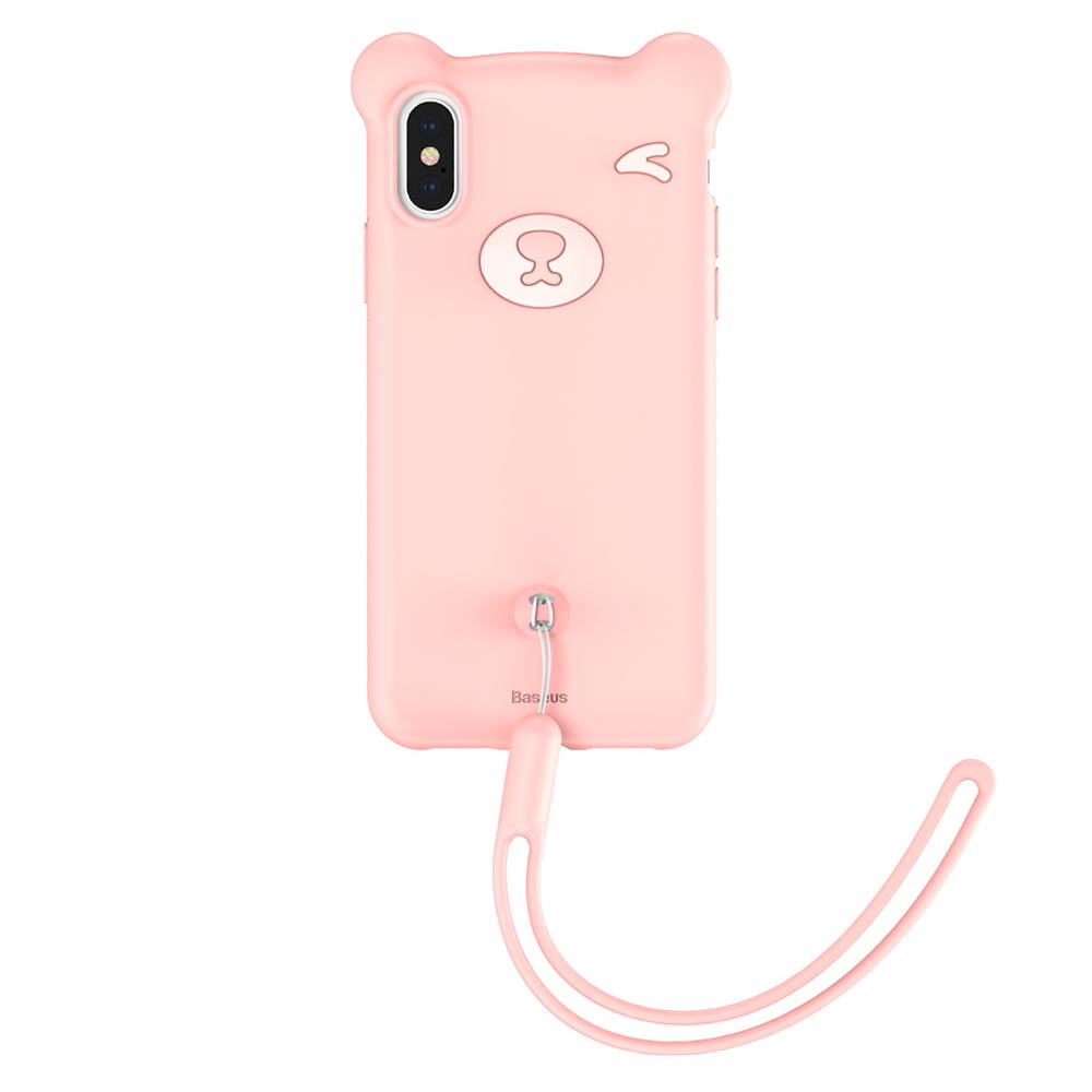 Husa Silicon Baseus Bear pentru iPhone XS Max, Roz