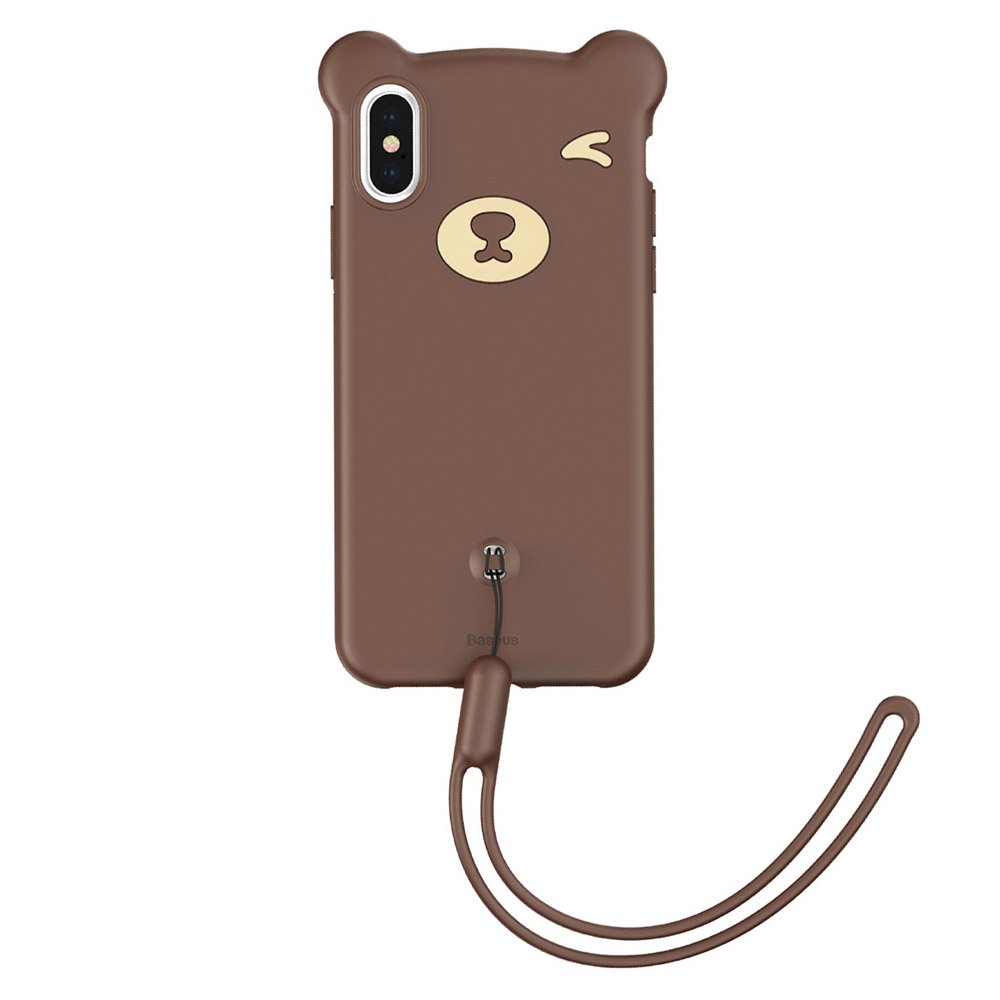 Husa Silicon Baseus Bear pentru iPhone XS Max, Maro