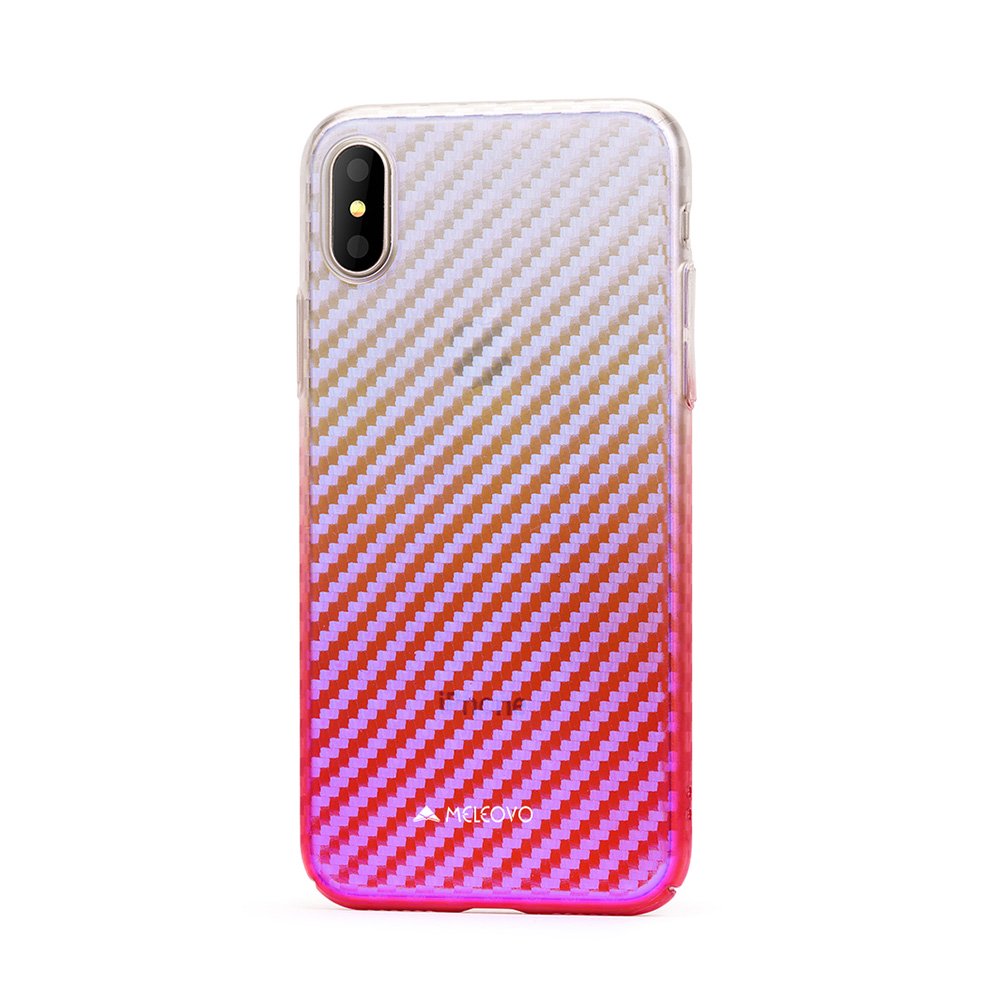 Carcasa Meleovo Cameleon Flash Carbon iPhone X Red, cu reflexii Blue