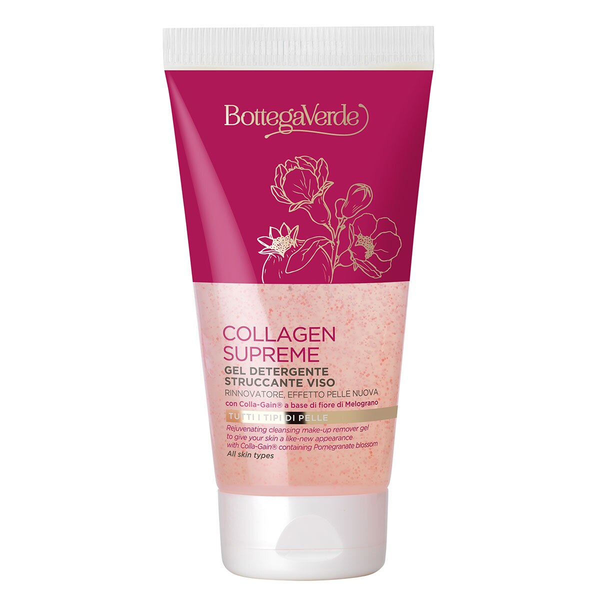 Gel de curatare, pentru toate tipurile de ten, cu extract de flori de rodie - Collagen Supreme, 150 ML, Bottega Verde