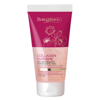 Gel de curatare, pentru toate tipurile de ten, cu extract de flori de rodie - Collagen Supreme, 150 ML, Bottega Verde Gel de curatare, pentru toate tipurile de ten, cu extract de flori de rodie - Collagen Supreme, 150 ML, Bottega Verde