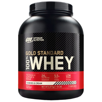 Proteine din zer, pudra proteica, Optimum Nutrition ON 100% Whey Gold Standard protein, crema de biscuiti, 2.27 kg Proteine din zer, pudra proteica, Optimum Nutrition ON 100% Whey Gold Standard protein, crema de biscuiti, 2.27 kg