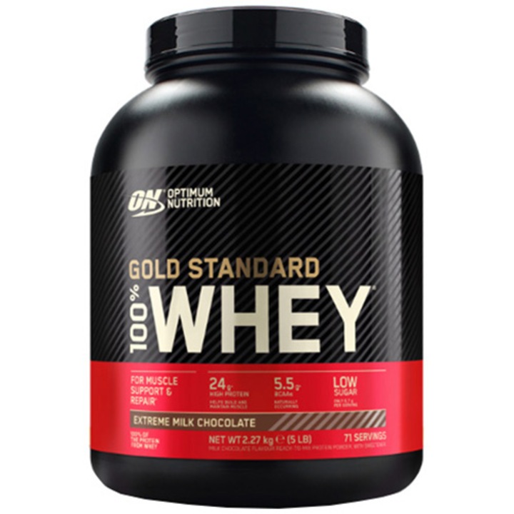 Суроватъчен протеин на прах Optimum Nutrition ON, 100% Whey Gold Standard, С вкус на шоколад, 2.244 кг