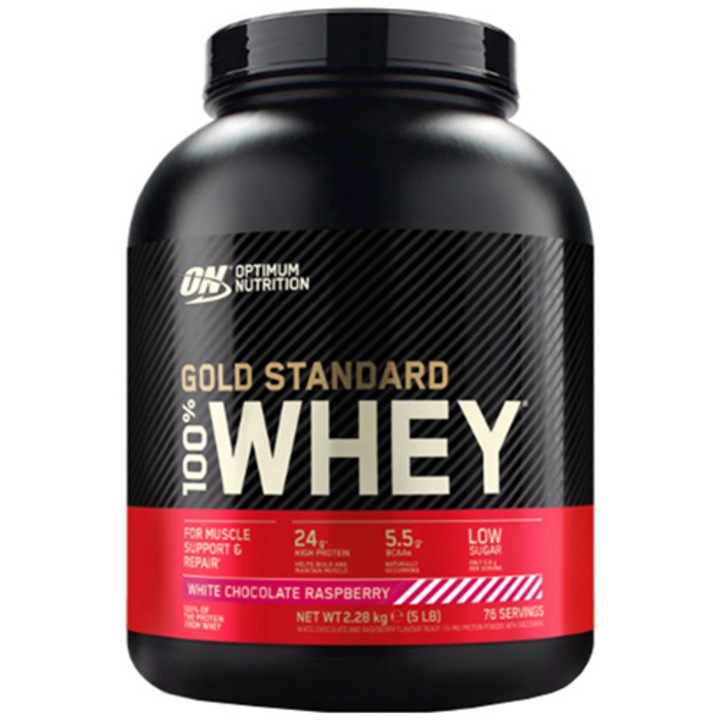 Суроватъчен протеин на прах Optimum Nutrition ON 100% Whey Gold Standard, Бял шоколад и малина, 2.244 кг
