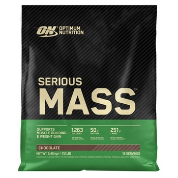 Gainer, proteine din zer, Optimum Nutrition ON Serious Mass protein, ciocolata, 5.45kg